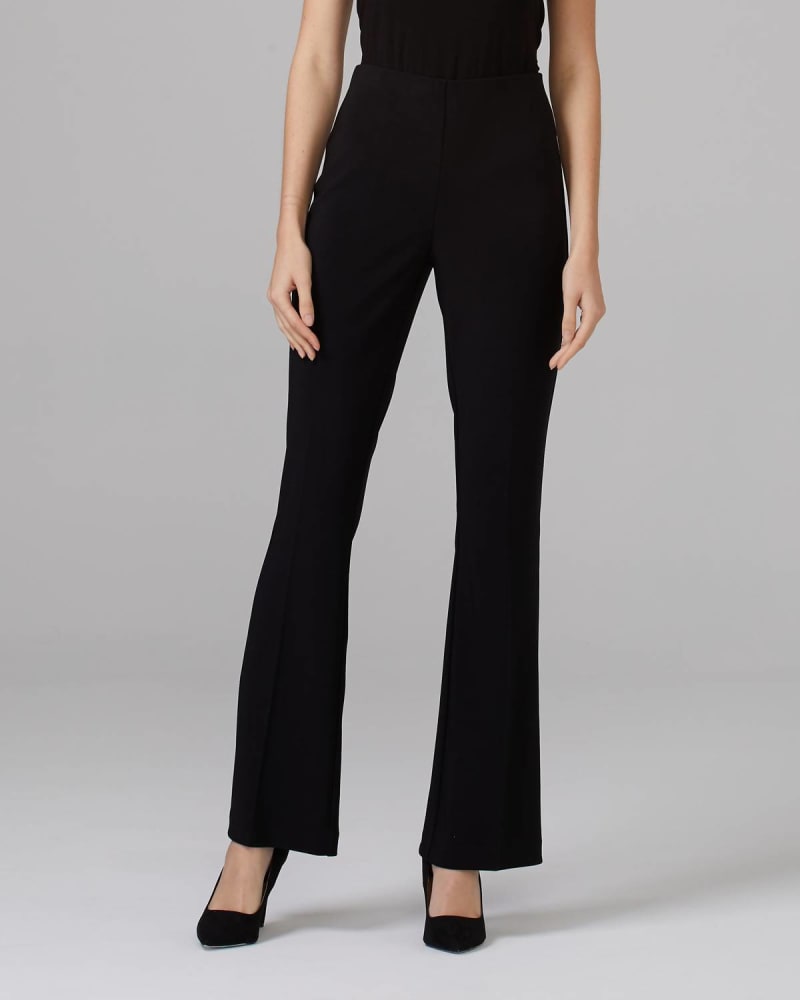 Front of a model wearing a size 12 Flared Pant In Black in Black by Joseph Ribkoff. | dia_product_style_image_id:353778